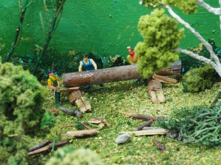 Loggers preparing timber